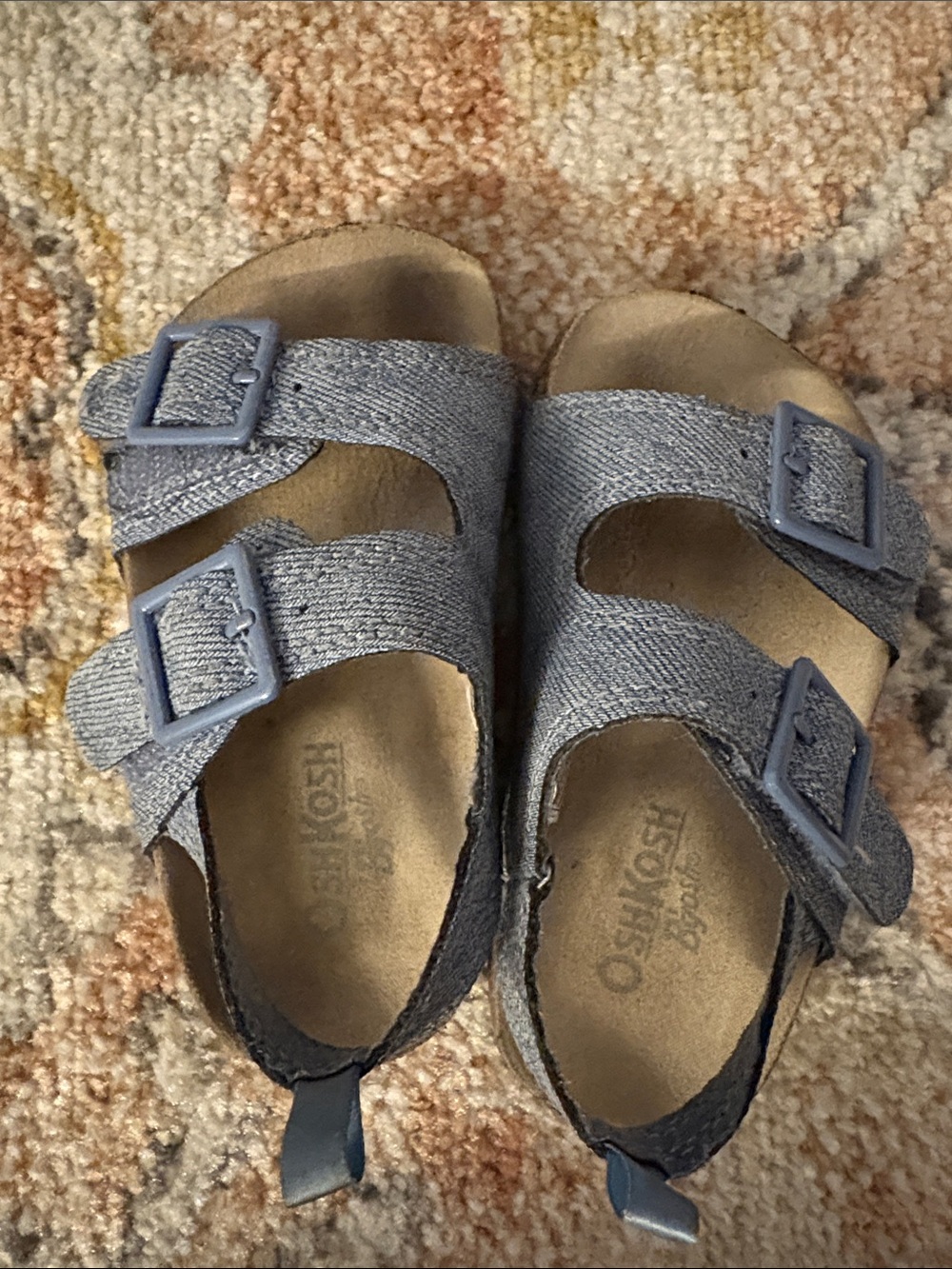OshKosh B'gosh Denim-Look Double Strap Sandals in Light Blue